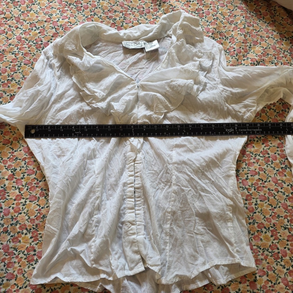 Live A Little VTG Y2K White Ruffle Top Sz Large %100 Cotton Layered Cowgirl Boho - Picture 7 of 12